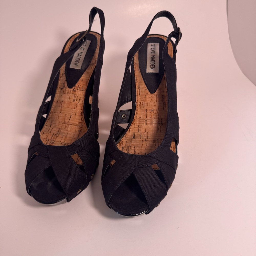 Steve Madden Black Women's Slingback Espadrilles